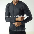 13STC5582 latest design pullover V-neck mens cable knit sweater